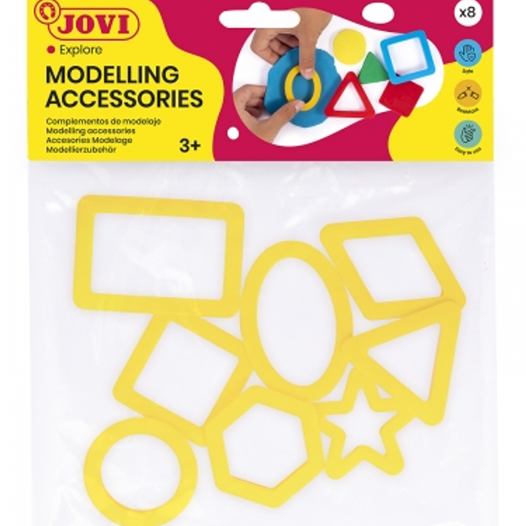 Jovi Bolsa Colgable con 8 Moldes de Corte Figuras Geometricas - Moldes de Plastico para Plastilina - Facil de Usar - Duraderos - Diseño Educativo - Co 1