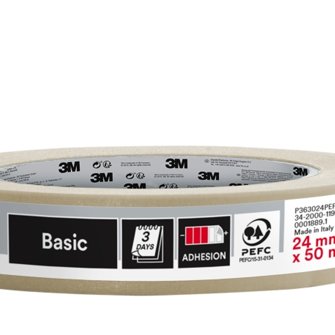 3M Cinta de Enmascarar Profesional - 24mm x 50m - 70% PEFC - Color Blanco 1