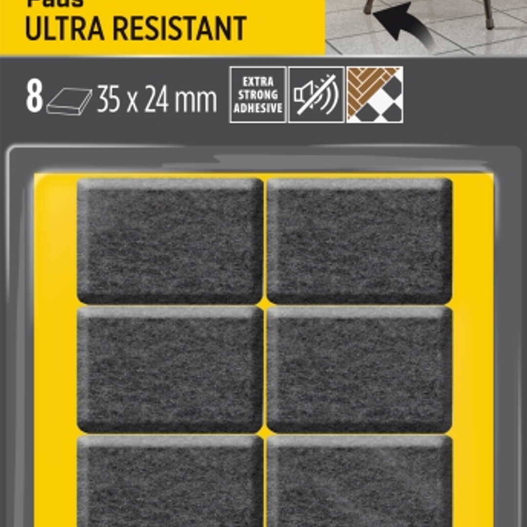 Scotch Pack de 8 Almohadillas de Fieltro Adhesivas - Ultra Resistentes - 35x24mm - Paquete de 8 - Color Blanco/Gris 1