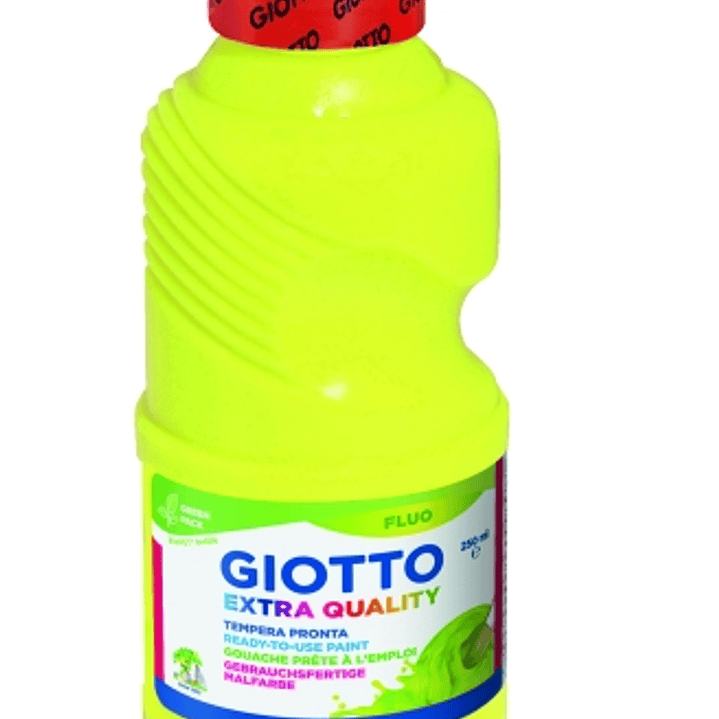 Giotto Extra Quality Fluo Tempera - 250ml - Lispa para el Uso - Botella Bio Pet - Color Amarillo Fluorescente 1
