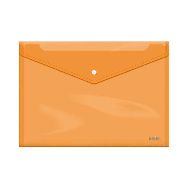 Dohe Sobre Portadocumentos Folio+ - Cierre de Broche - Polipropileno Cristal Transparente 150 Micras - Color Naranja 1
