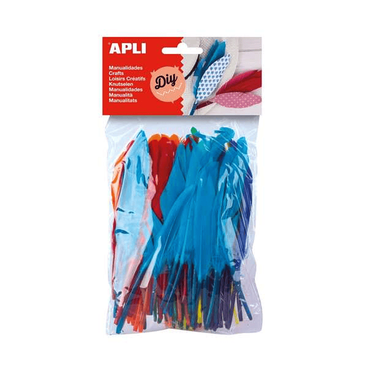 Apli Pack de 100 Plumas de Indio - Medidas entre 9 cm y 14 cm - Colores Surtidos 1