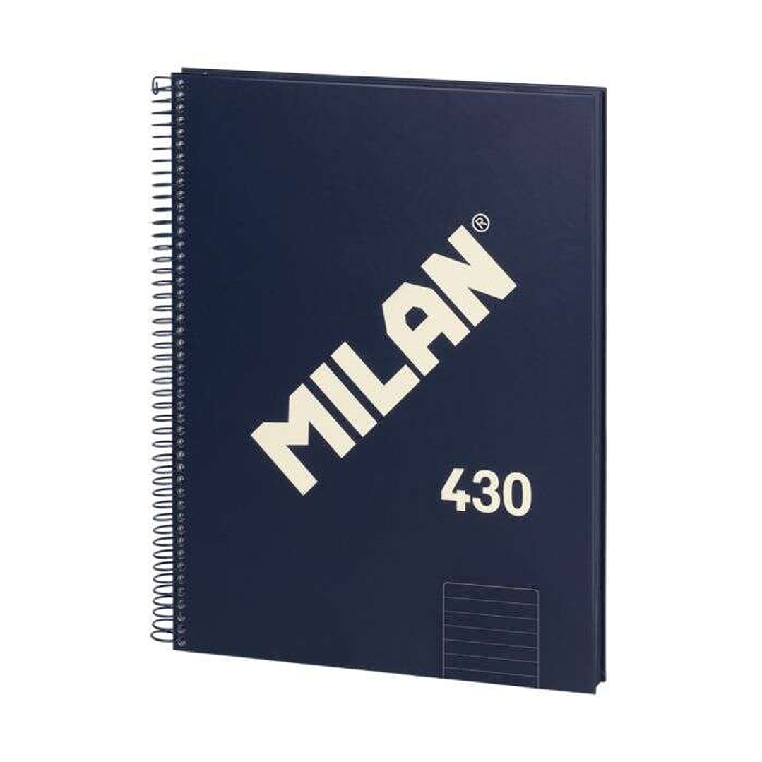 Milan Serie 1918 Cuaderno Espiral Formato A4 Pautado 7mm - 80 Hojas de 95 gr/m2 - Microperforado, 4 Taladros - Color Azul Oscuro 1