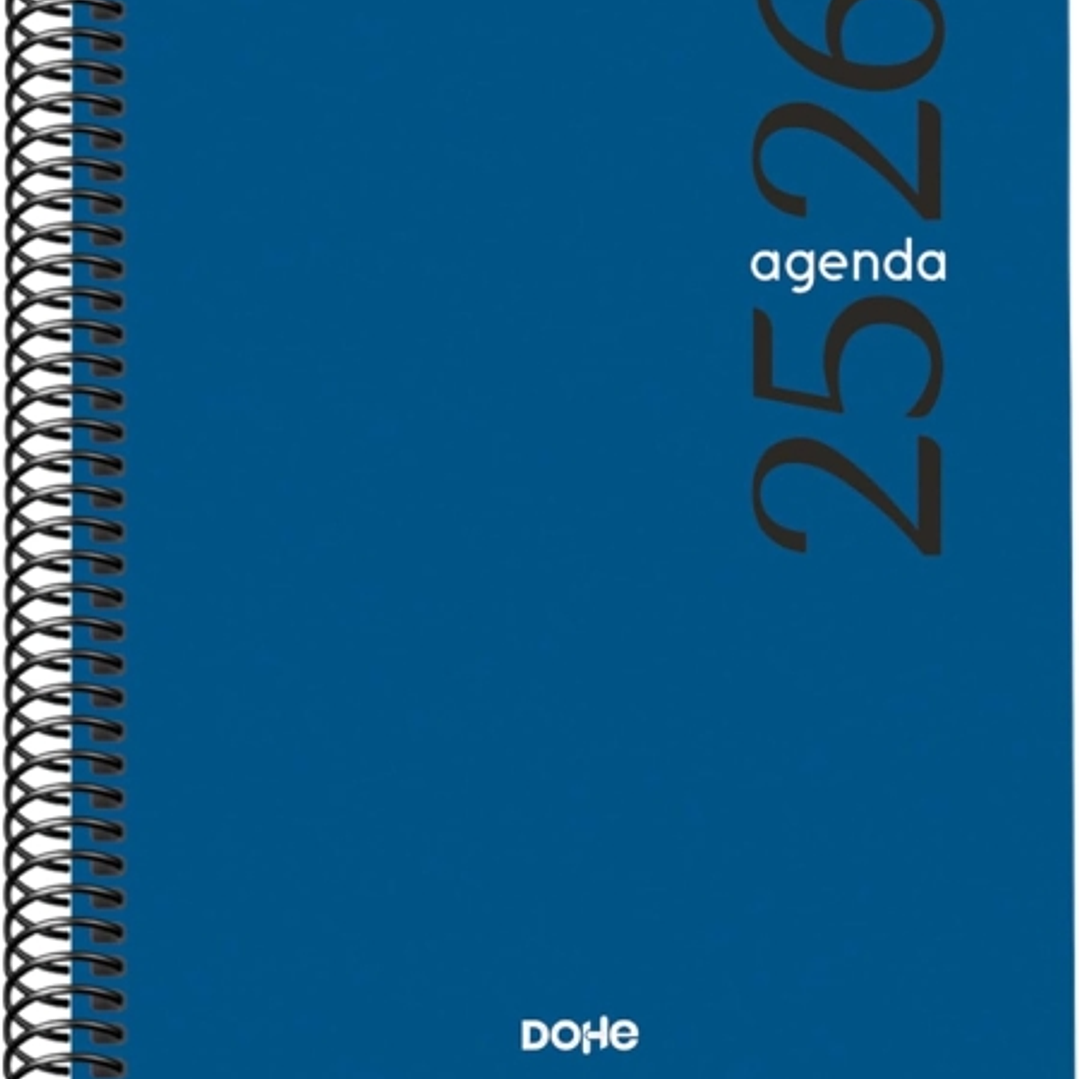 Dohe Esencial Agenda Escolar 25/26 Espiral A5 - Semana Vista - Papel 70g/m2 - Cubierta en Polipropileno - Color Azul 1