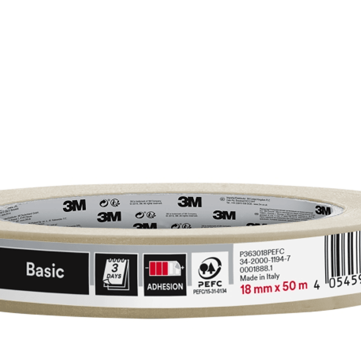 3M Cinta de Enmascarar Profesional - 18mm x 50m - 70% PEFC - Color Blanco 1