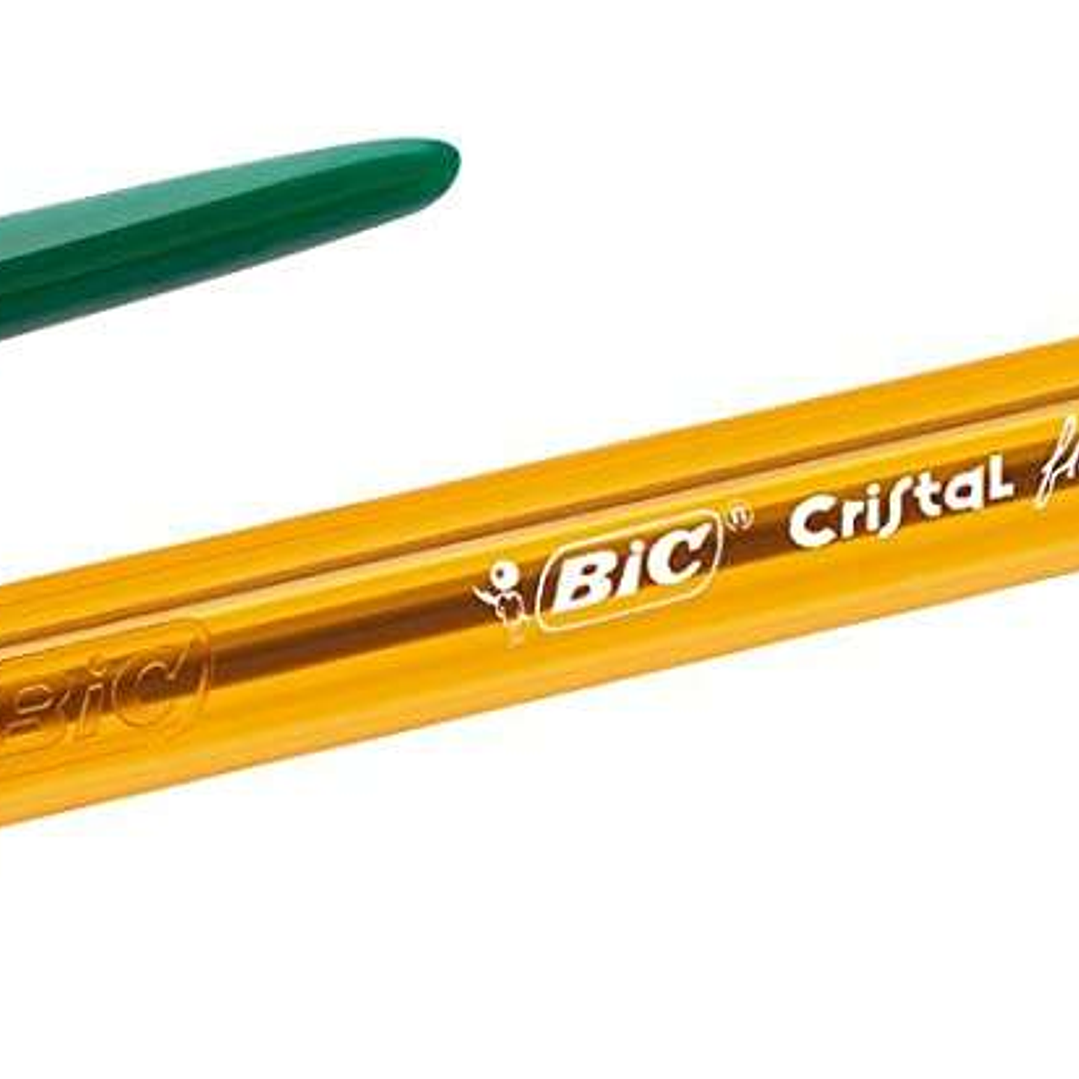 Bic Cristal Original Fine Boligrafo de Bola - Punta Redonda de 0.8mm - Trazo de 0.30mm - Tinta con Base de Aceite - Translucido - Color Verde 1