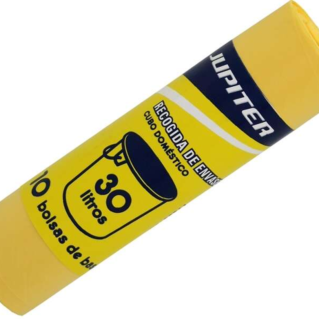 Jupiter Rollo de 10 Bolsas de Basura de 30L - Primera Calidad - Color Amarillo 1