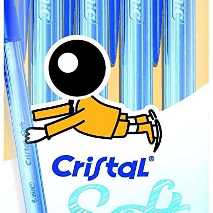 Bic Cristal Soft Pack de 4 Boligrafos de Bola - Punta Media de 1.2mm - Trazo 0.45mm - Escritura mas Fluida - Color Azul 1