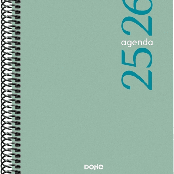 Dohe Esencial Agenda Escolar 25/26 Espiral A5 - Semana Vista - Papel 70g/m2 - Cubierta en Polipropileno - Color Verde 1