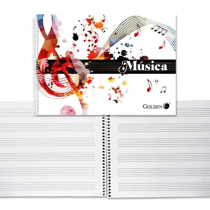 Golden Cuaderno de Musica con 20 Hojas - Interlineado de 3mm - Papel de 100gr 1