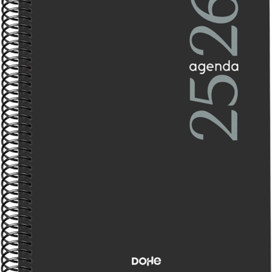 Dohe Esencial Agenda Escolar 25/26 Espiral A5 - Semana Vista - Papel 70g/m2 - Cubierta en Polipropileno - Color Negro 1