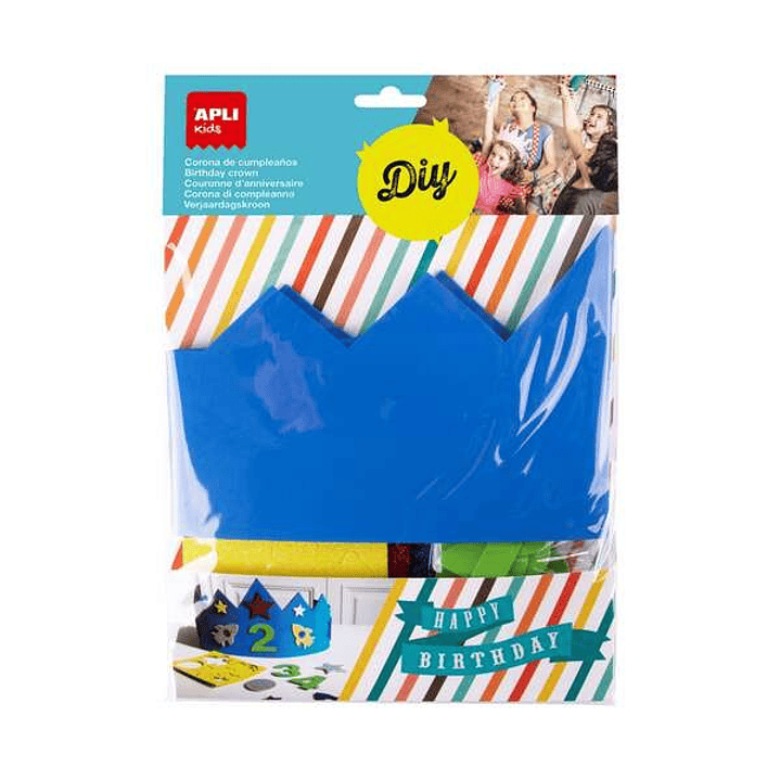 Apli Kids Corona de Cumpleaños de Goma EVA - Incluye Numeros Adhesivos del 0 al 9 y 24 Formas de Goma EVA Adhesiva con Purpurina - Ajustable y Reversi 1