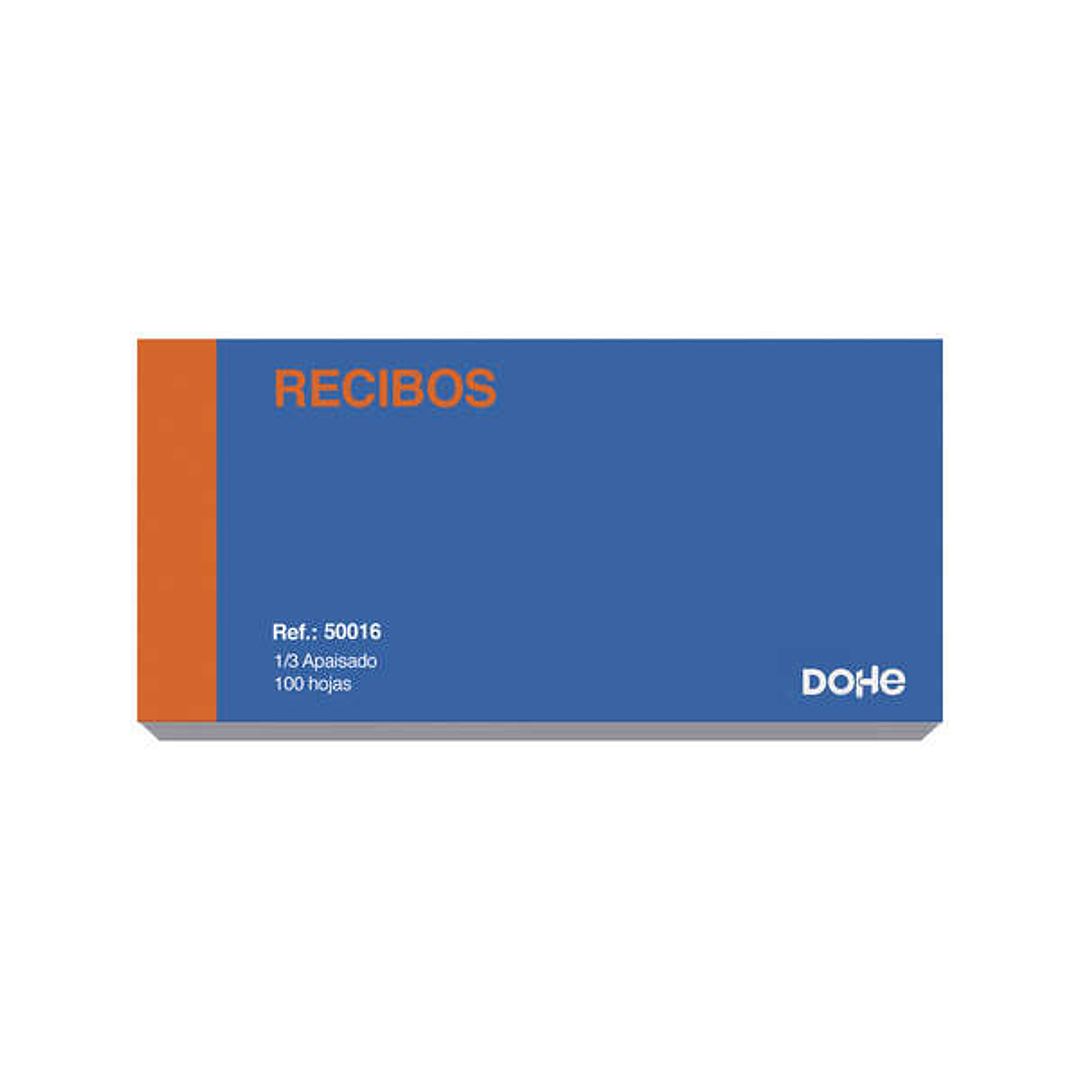 Dohe Talonario de Recibos - Tercio Apaisado - 100 Hojas Preimpresas a 2 Tintas - Sencillo 1