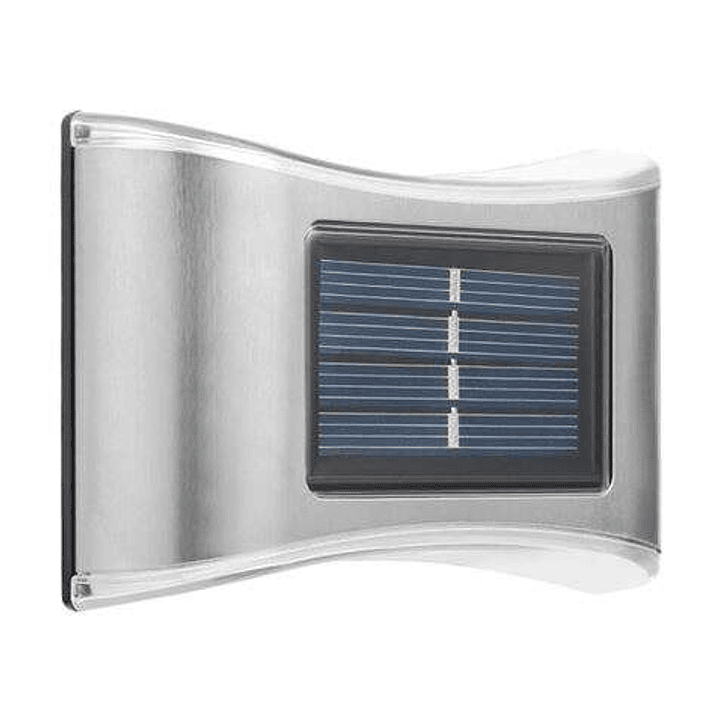 Elbat Aplique Solar LED 150lm - Panel Solar Integrado 2V, 120mAh - Bateria 1.2V, 600mAh - Carcasa Acero Inoxidable 1