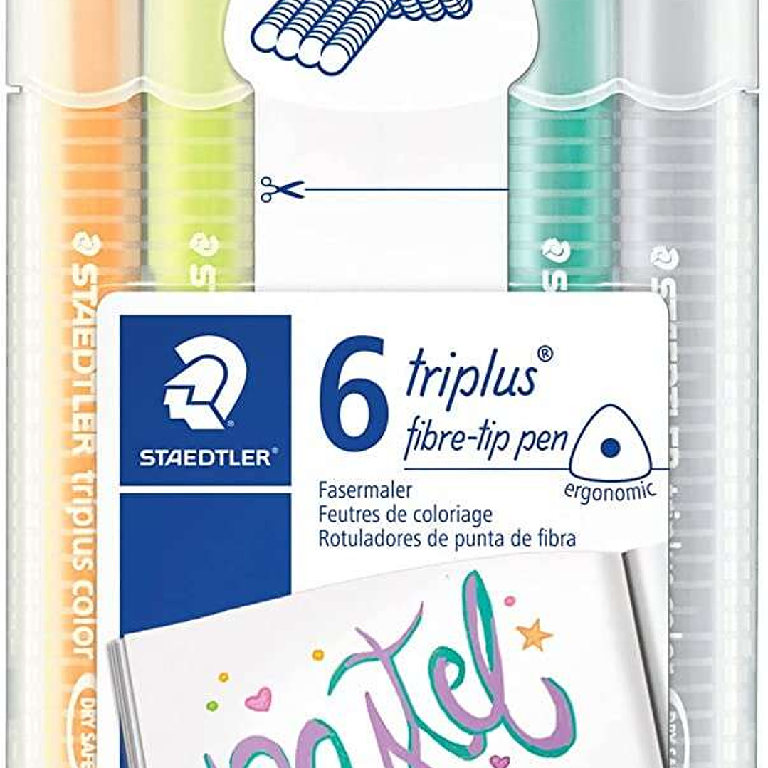 Staedtler Triplus Color 323 Pack de 6 Rotuladores de Punta Fina - Trazo 1mm Aprox - Tinta Base de Agua - Colores Surtidos 1