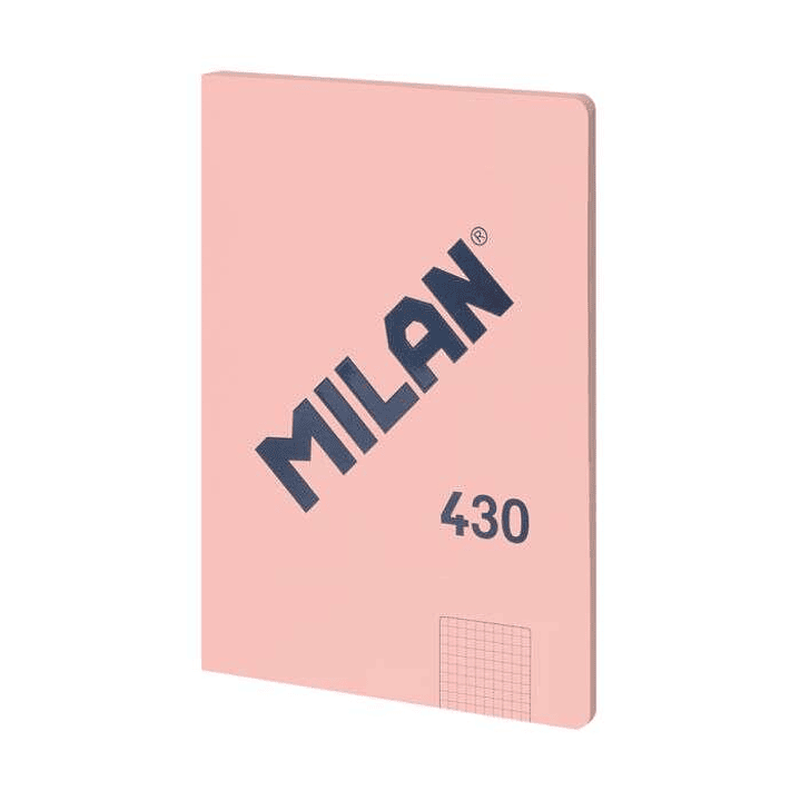 Milan Serie 1918 Libreta Encolada Formato A4 Cuadricula 5x5mm - 48 Hojas de 95 gr/m2 - Microperforado - Tapa Blanda - Color Rosa 1