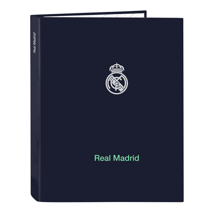 Safta Real Madrid 2ª Equipacion 25/26 Carpeta con 4 Anillas 25mm - Tapas Duras Forradas - Formato Folio - Elegante - Resistente y Duradera - 265x40x33 1