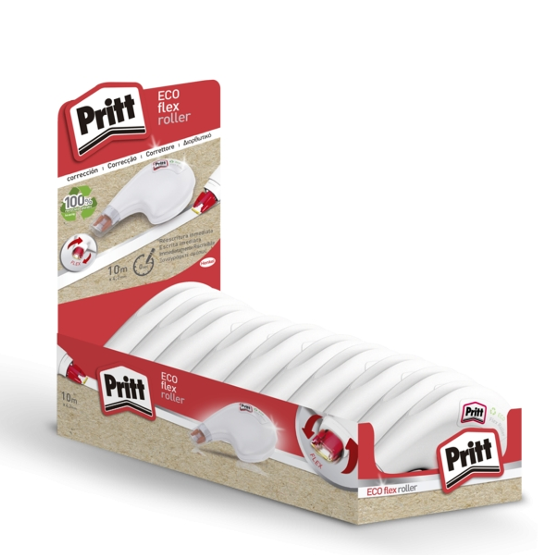 Pritt Eco Flex Roller Cinta Correctora 4.2mm x 10m - Cinta Reciclable - Correcciones Precisas - Aplicacion Ergonomica - Punta Flexible 1