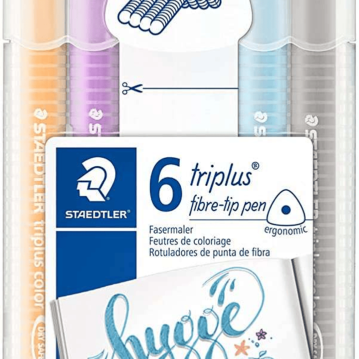 Staedtler Triplus Color 323 Pack de 6 Rotuladores de Punta Fina - Trazo 1mm Aprox - Tinta Base de Agua - Colores Surtidos 1