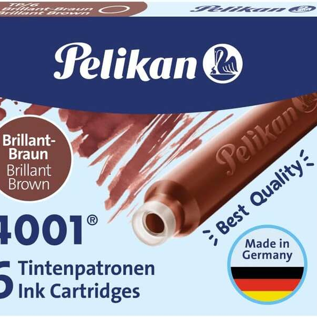 Pelikan Caja de 6 Cartuchos 4001 TP/6 Tinta de Alta Calidad - Compatible con Plumas Estilograficas - Color Marron 1