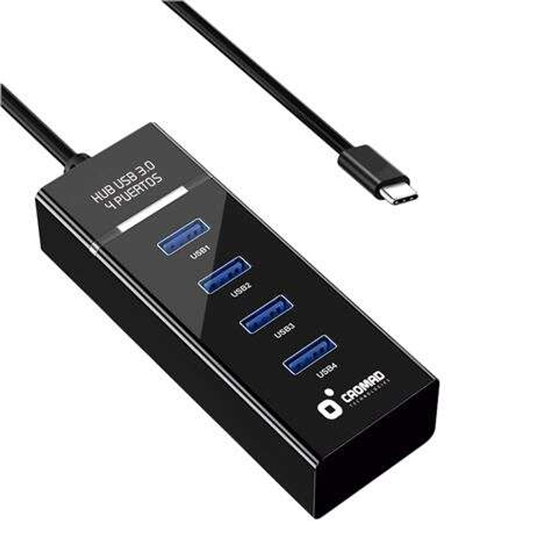 Cromad Cable USB Tipo C - Longitud 30cm - Velocidad de Transferencia 5Gbps - 4 Puertos USB 3.0 - No Requiere Instalacion - Compatible con Todos los Si 1