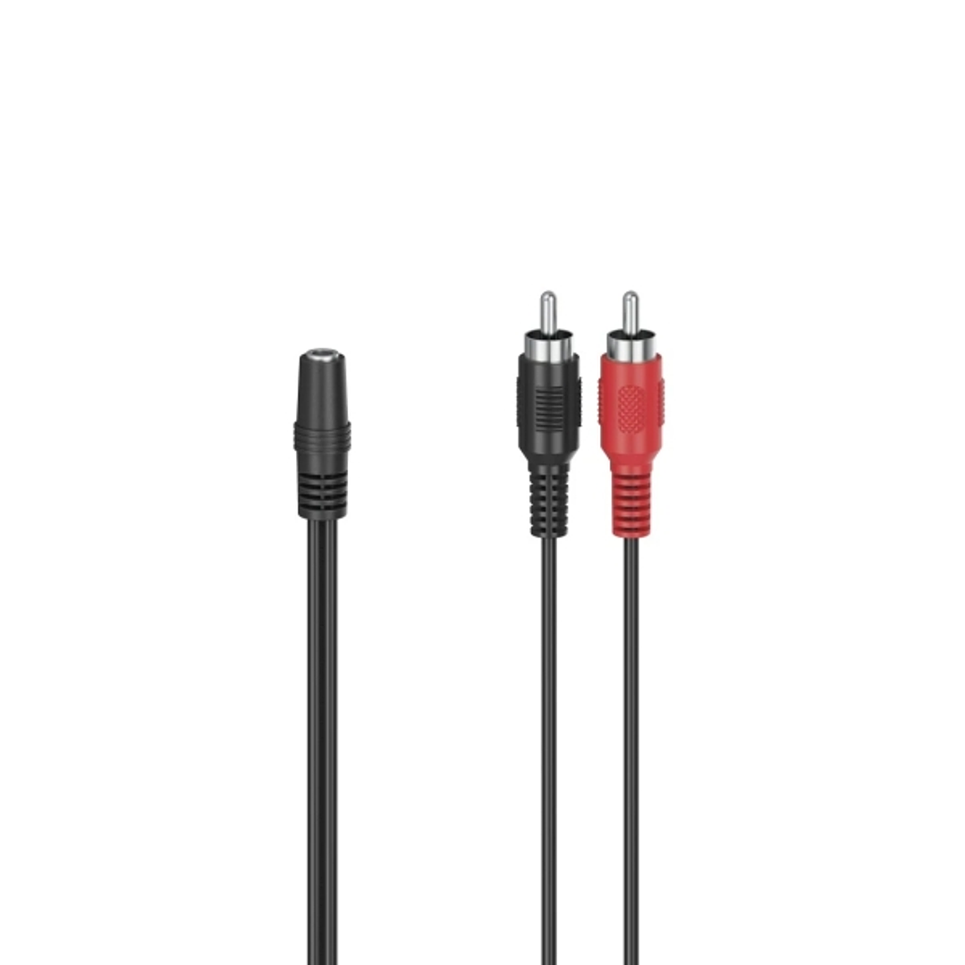 Hama Essential Cable de Audio - 2x RCA Macho - Jack 3.5mm Hembra - Longitud 12cm - Estereo - Color Negro 1