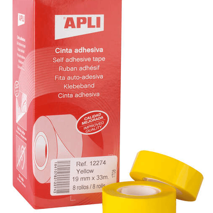Apli Cinta Adhesiva Polipropileno 19mm x 33m - Resistente al Agua y a la Intemperie - Facil de Cortar con las Manos - Ideal para Etiquetar y Marcar -  1
