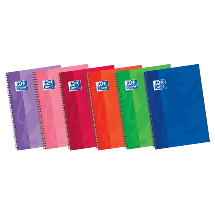 Oxford School Classic Write&Erase Fº Cuaderno Espiral - Tapa Extradura Resistente - 1 Linea con Margen - 80 Hojas - Colores Surtidos 1