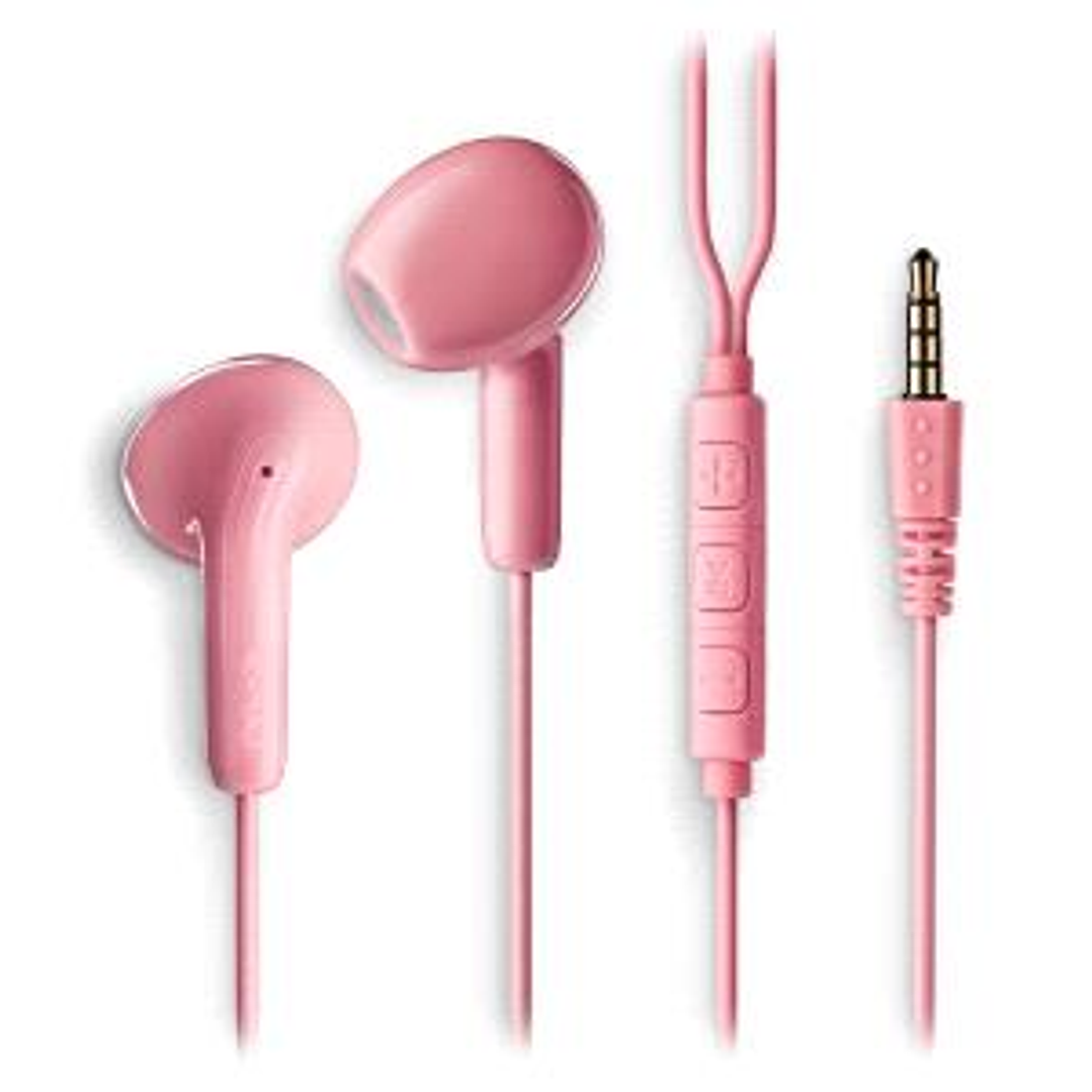 NGS CROSS FLIP Auriculares Intraurales con Microfono - Jack 3,5mm - Boton Multifuncion - Color Rosa 1