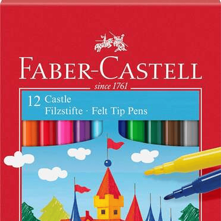 Faber-Castell Castle Pack de 12 Rotuladores - Tinta con Base de Agua Lavable - Colores Surtidos 1