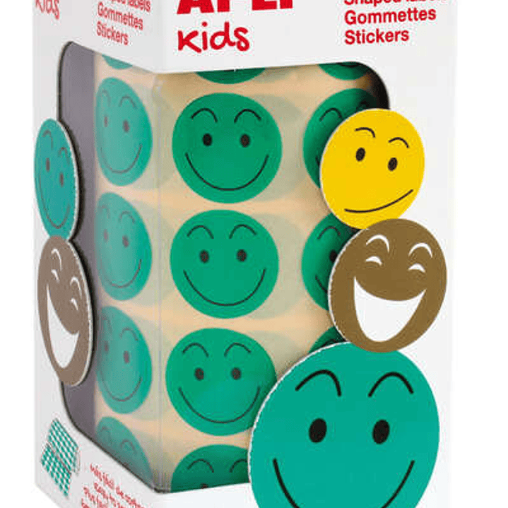 Apli Gomets Cara Feliz Verdes Ø 20mm - Adhesivo Removible - 900 Gomets por Rollo - Ideal para Motivar y Premiar a los Niños 1