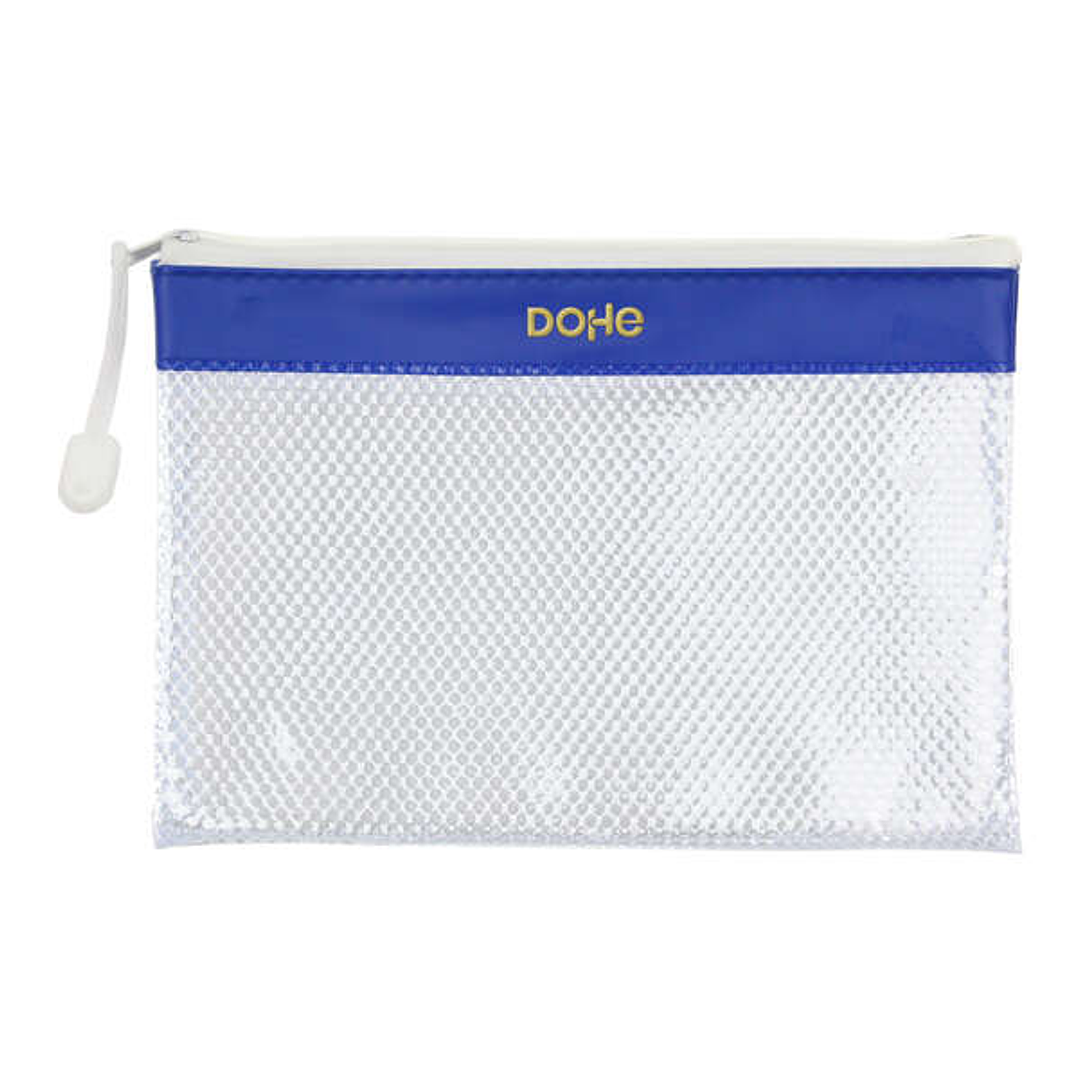Dohe Bolsa Cremallera PVC - 24x17.5mm - Resistente al Agua - Ideal para Documentos A5 - Color Azul/Transparente 1