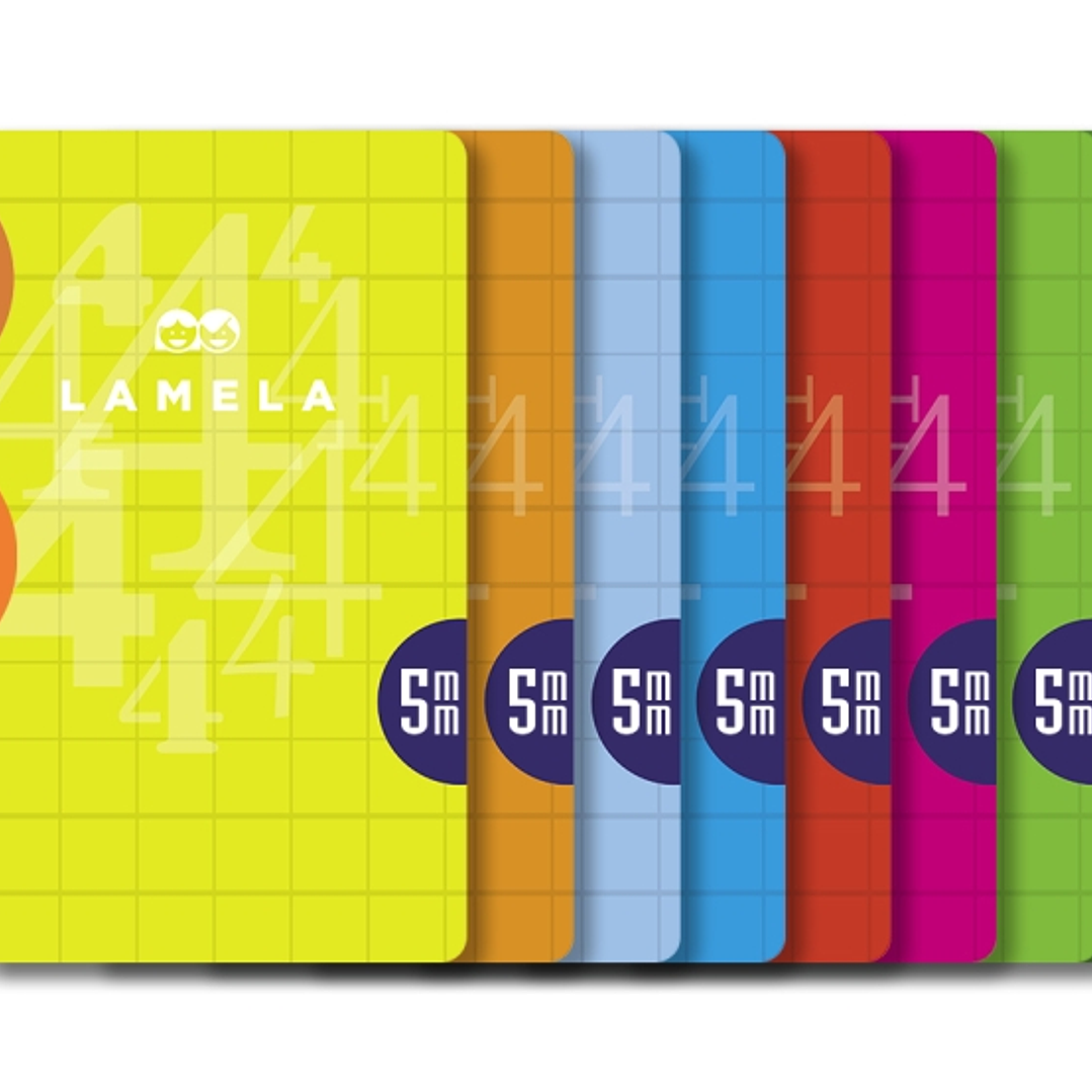 Lamela Pack de 10 Libretas Grapadas con 50 Hojas de 90g/m2 con Margen - Formato A4 - Pauta Cuadrovia de 5mm - Cubierta de Cartoncillo Plastificado - P 1