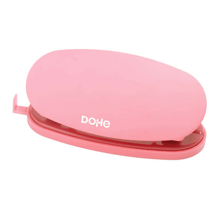 Dohe Soft Touch Taladro de Sobremesa - Taladra hasta 16 Hojas - Diseño Ergonomico - Color Rosa Pastel 1