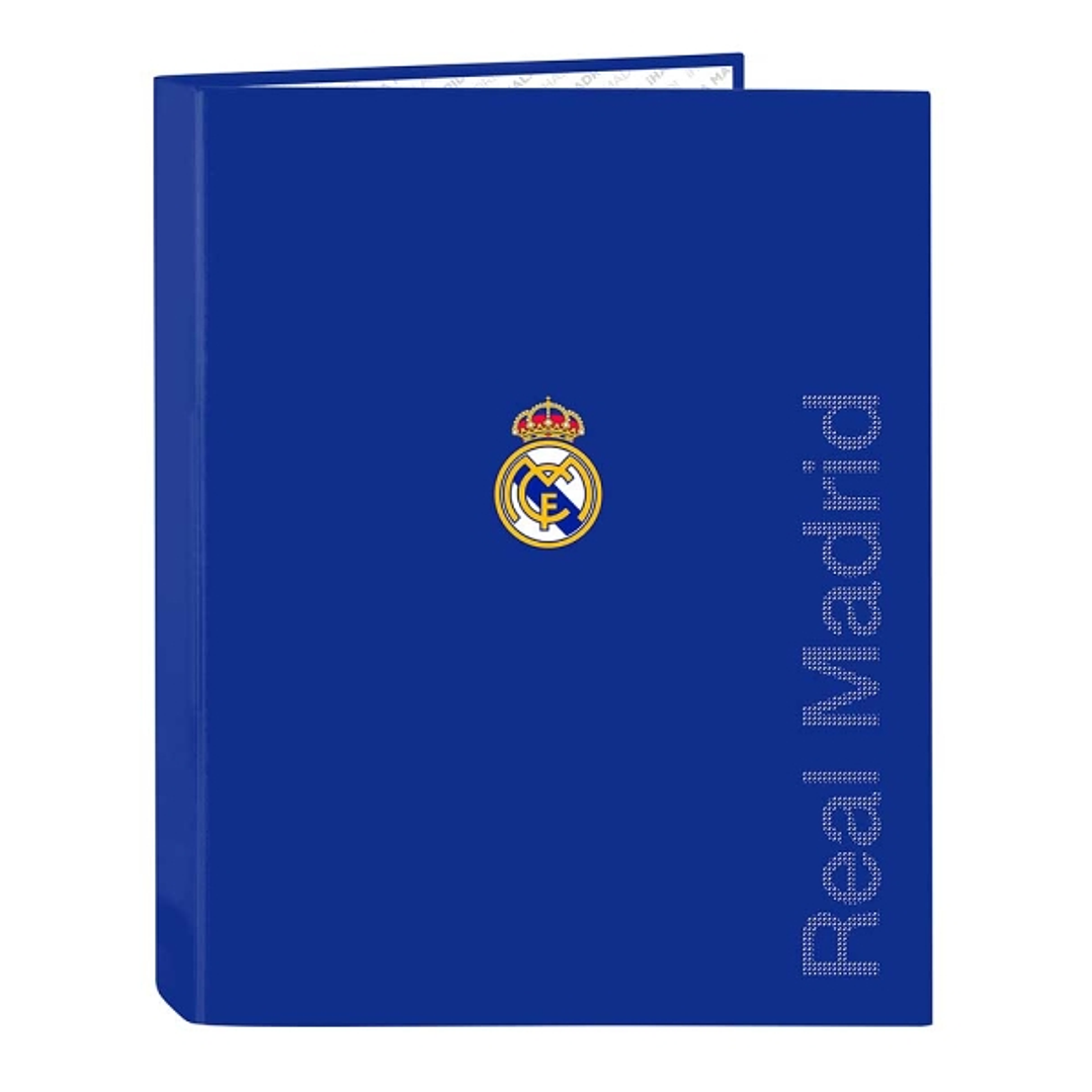 Safta Real Madrid Carpeta con 4 Anillas 25mm - Tapas Duras Forradas - Formato Folio - 265x40x330mm - Color Azul 1