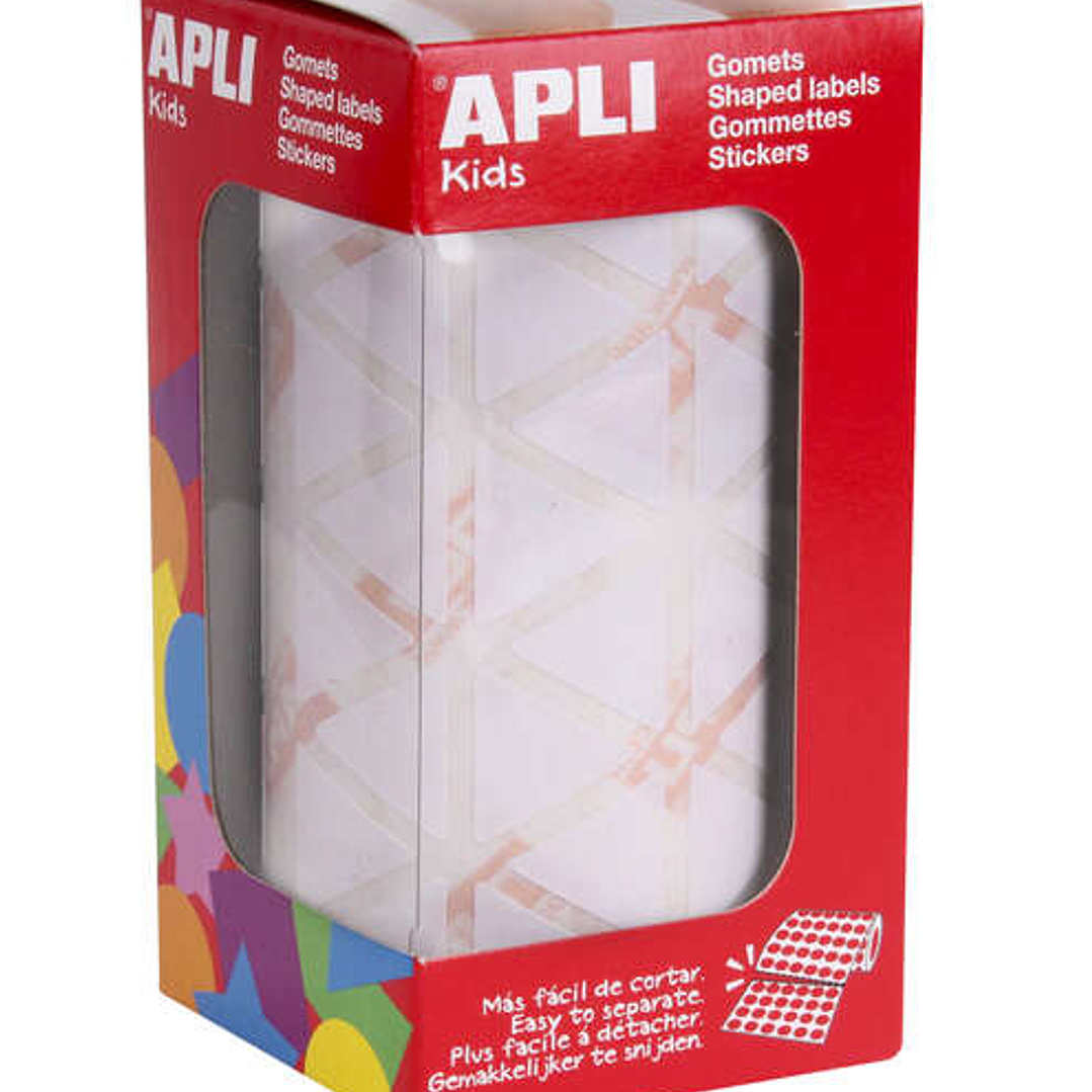 Apli Rollo con 2.832 Gomets Triangulares 20x20x20mm - Adhesivo Permanente - Normas EN-71 y FSC - Adhesivo Base Agua - Libre de Disolventes - Color Bla 1