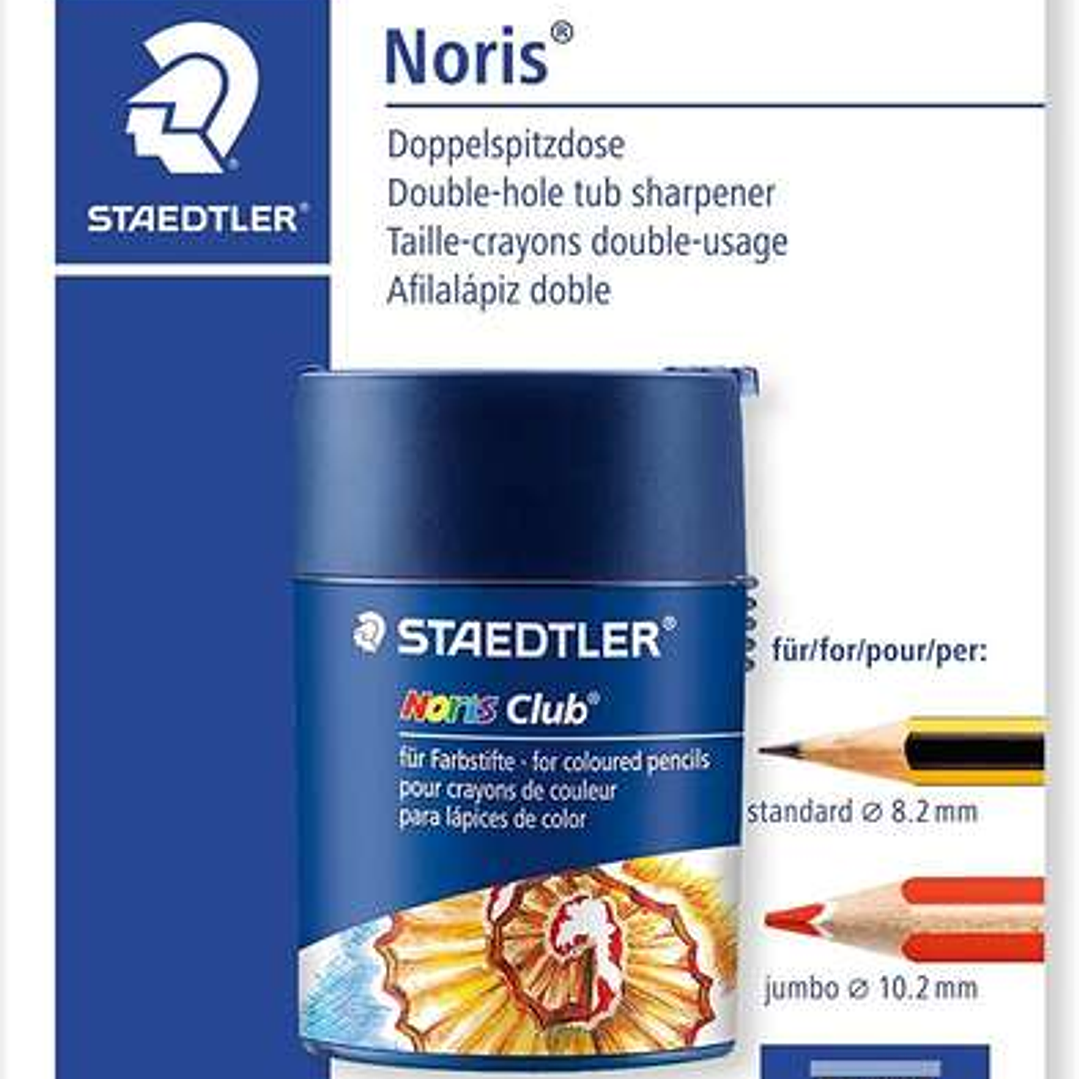 Staedtler Noris Club 512 Sacapuntas de Plástico Doble Uso para Lapices Normales y Gruesos - De 7mm hasta 12mm - Deposito 1