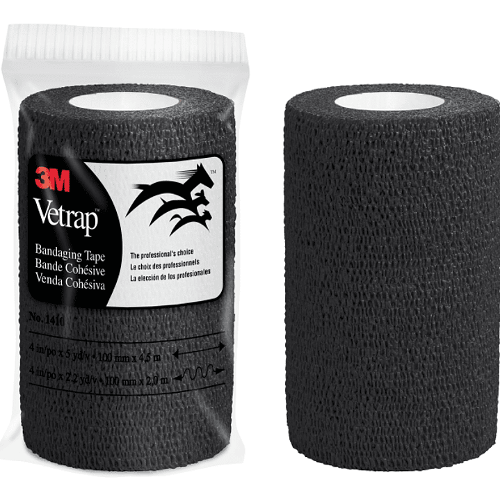 3M Vetrap Venda Cohesiva - 5cm x 4.5m - Flexible - Transpirable - Autoadhesiva - Color Negro 1