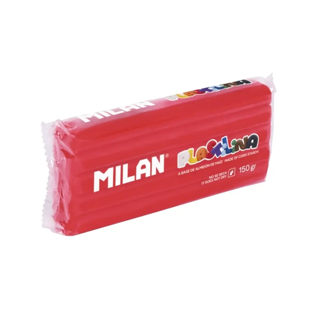 Milan Barra de Plastilina de 150gr - Base de Almidon de Maiz - Sin Gluten - Mezclables - Color Rojo 1