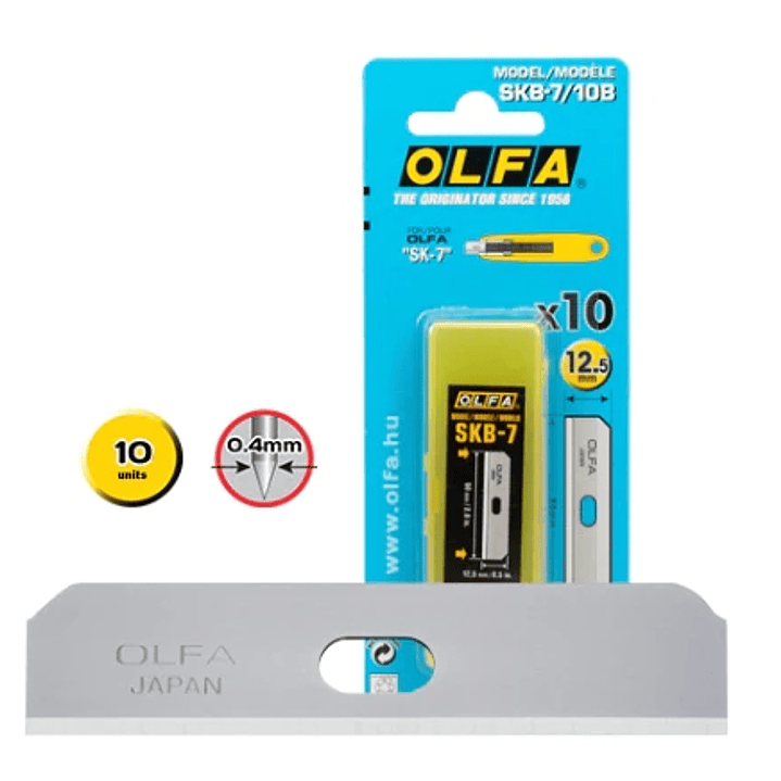 Olfa Pack de 10 Cuchillas de Respuesto para Cutters Olfa SK-7 - Acero Inoxidable 1
