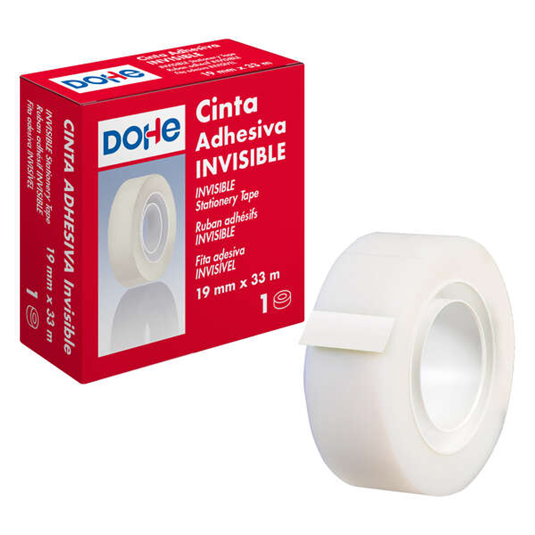 Dohe Cinta Adhesiva Invisible de Polipropileno 19mmx33m - Alta Resistencia y Potente Adhesivo - Aptas para todo Tipo de Aplicaciones 1
