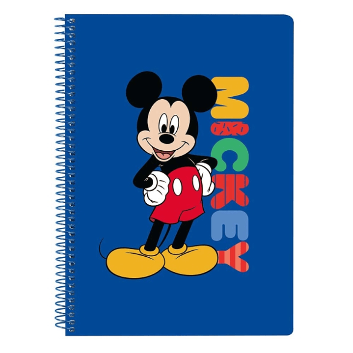 Safta Mickey Mouse Today Libreta con Espiral - Formato Cuarto - 80 Hojas de Papel 80g/m2 - Cuadriculas 4x4mm - Tapas Duras Glasofonadas - Margen Later 1
