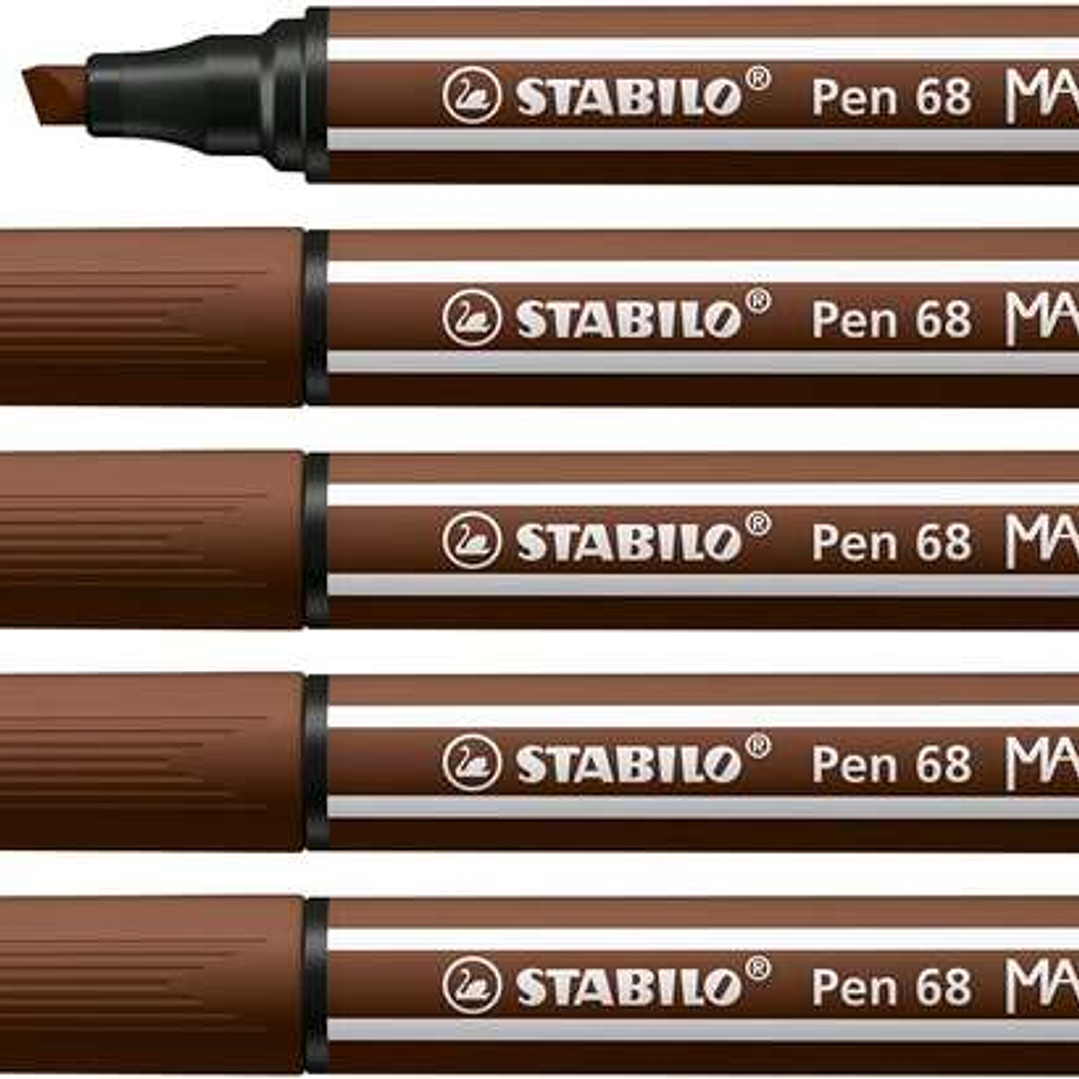 Stabilo Pen 68 MAX Rotulador - Punta de Fibra Biselada - Trazo entre 1-5mm aprox. - Tinta a Base de Agua - Color Marron 1