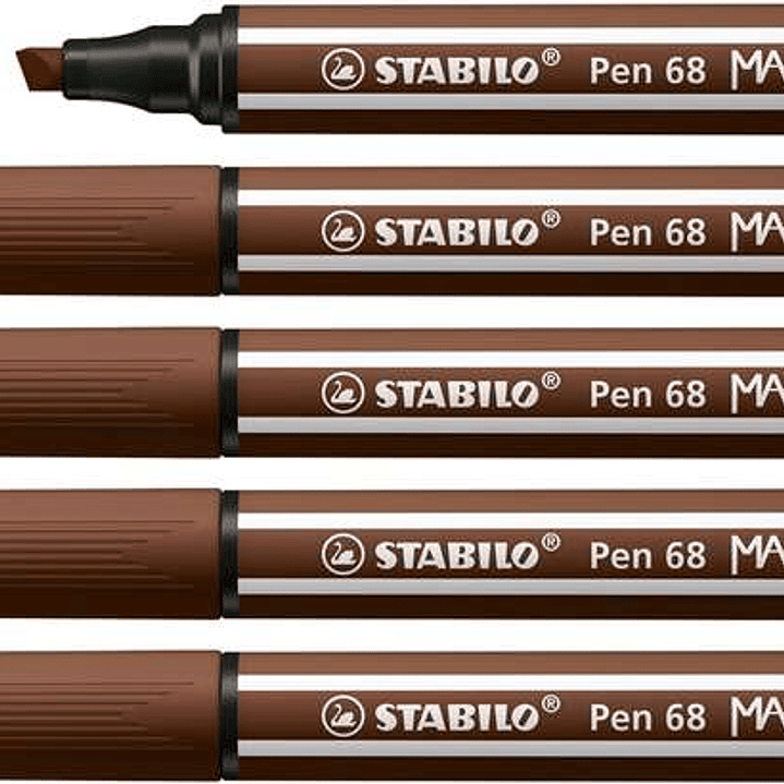 Stabilo Pen 68 MAX Rotulador - Punta de Fibra Biselada - Trazo entre 1-5mm aprox. - Tinta a Base de Agua - Color Marron 1