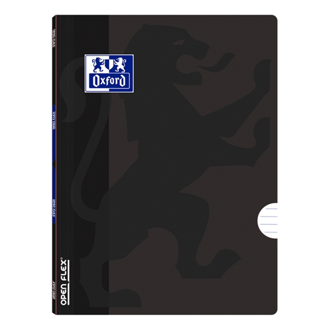 Oxford School Openflex A5 Libreta Grapada - Tapa de Plastico Resistente - 1 Linea con 2 Margenes - 48 Hojas de Papel de Alta Calidad - Color Negro 1