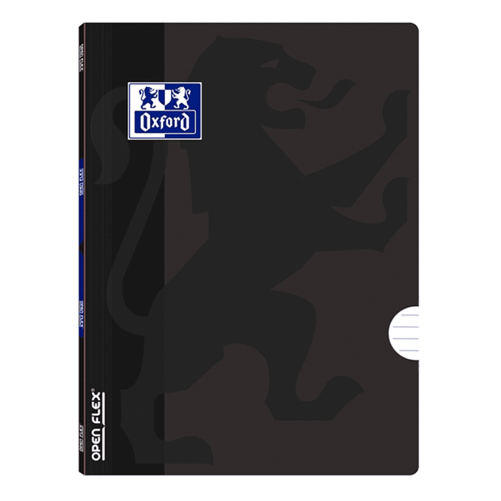 Oxford School Openflex A5 Libreta Grapada - Tapa de Plastico Resistente - 1 Linea con 2 Margenes - 48 Hojas de Papel de Alta Calidad - Color Negro 1