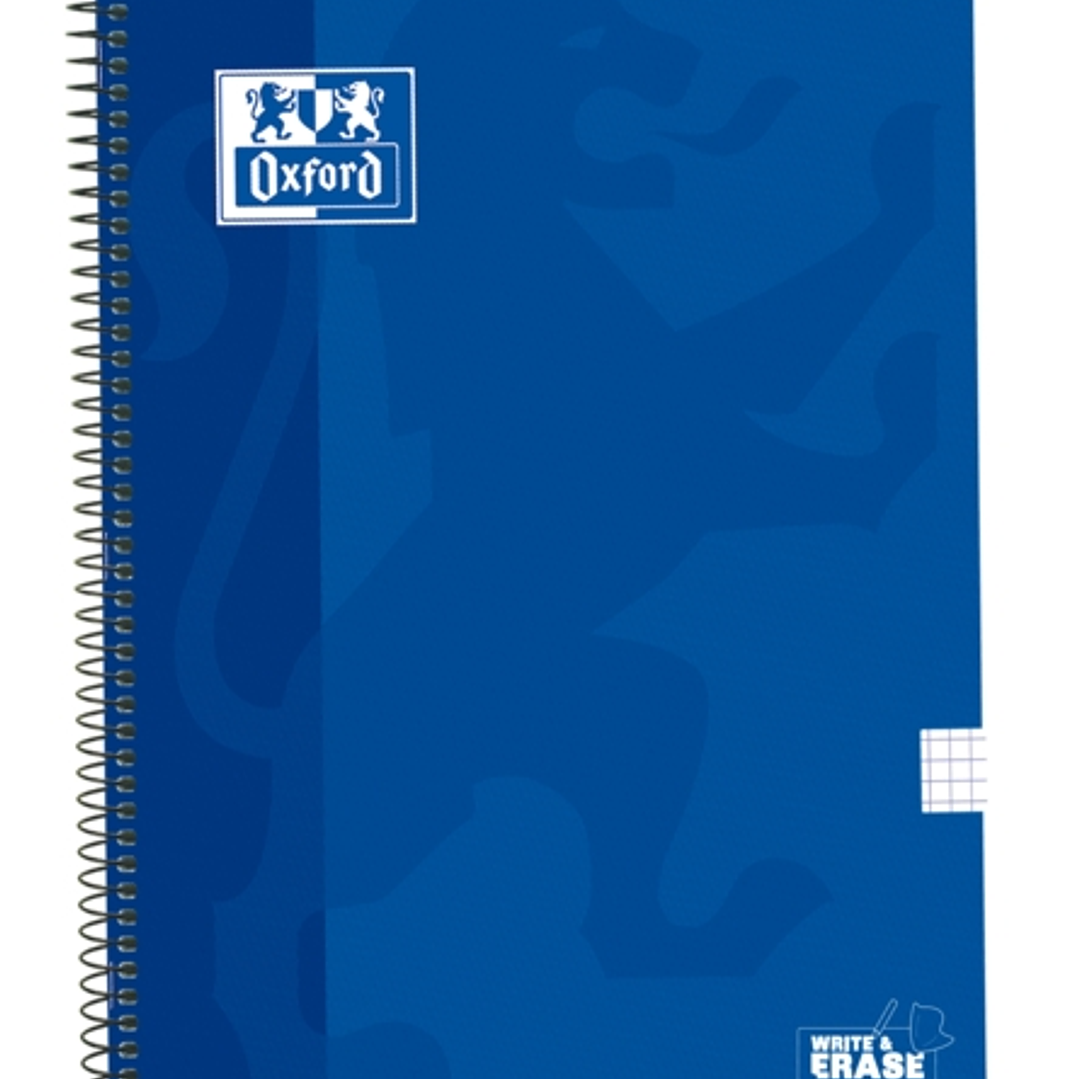 Oxford School Classic Cuaderno Espiral Tapa Extradura Write&Erase - Folio 4x4 con Margen - 80 Hojas - Color Azul Marino 1