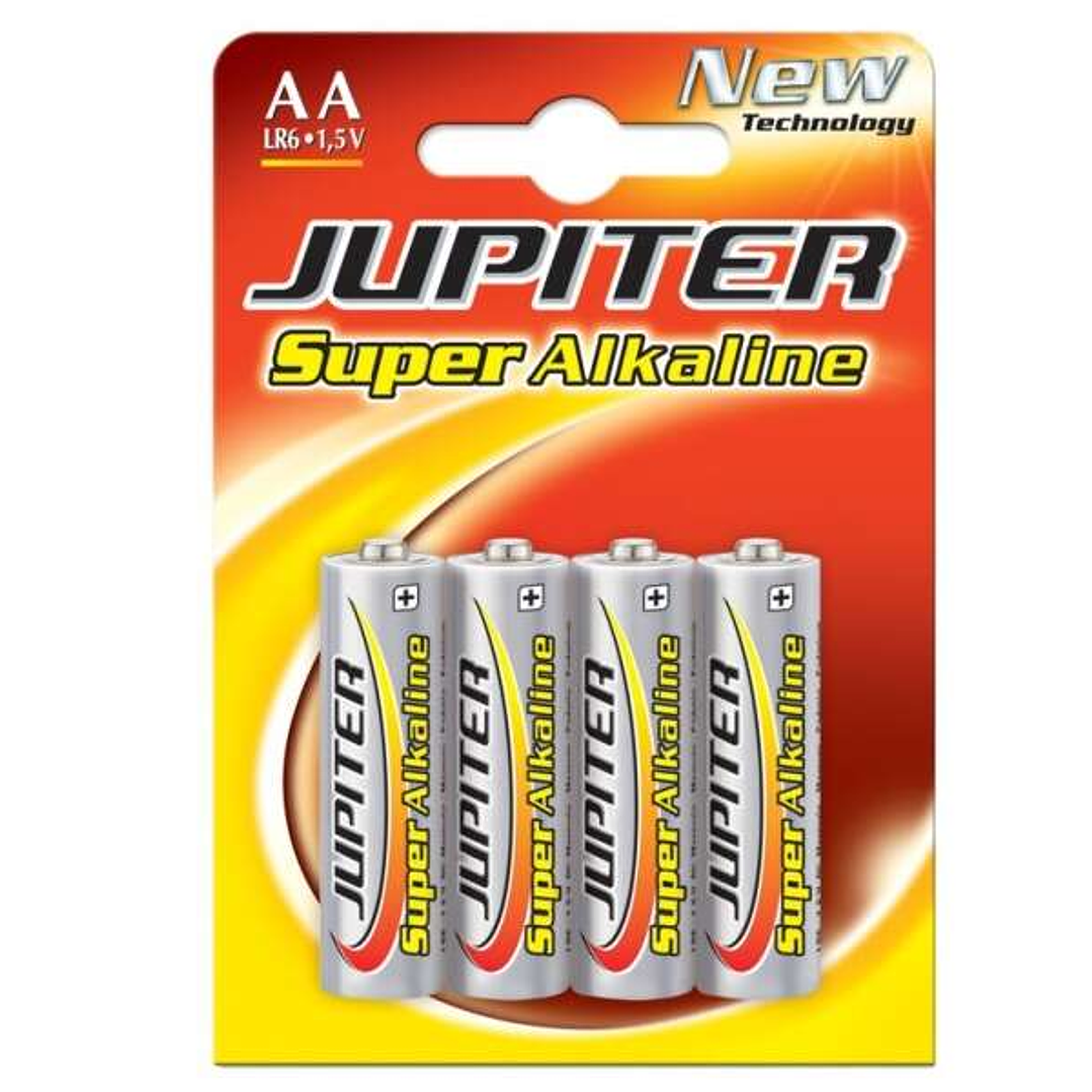 Jupiter Pack de 4 Pilas Alcalinas LR6 AA - Alta Tecnologia - Fiabilidad - Elevado Rendimiento - Maximas Prestaciones 1