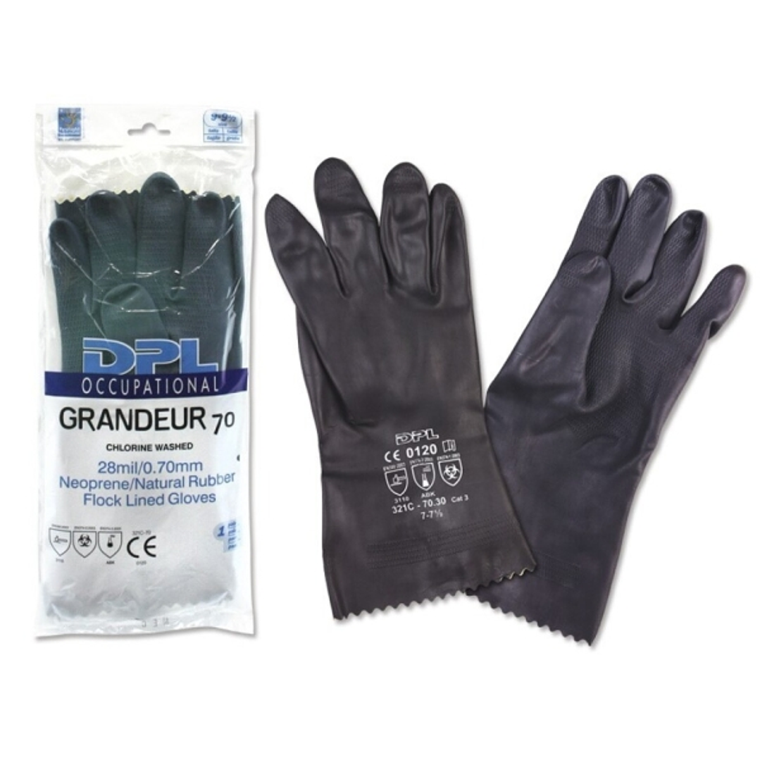 DPL Occupational Grandeur Guantes Industriales Talla 8-8 1/2 - Flocados - Espesor en Palma de 0,7mm - Industria Quimica, Pesada y de Mantenimiento etc 1