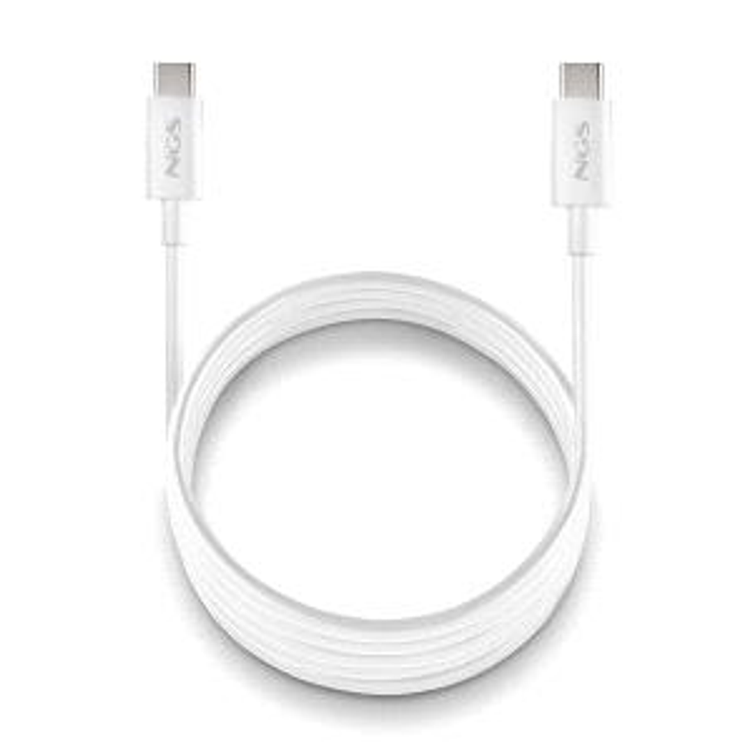 NGS ZYRO 60W-1 Cable USB-C a USB-C - Cargar Rapida - 480 Mbps - 15W - 1 Metro - Color Blanco 1